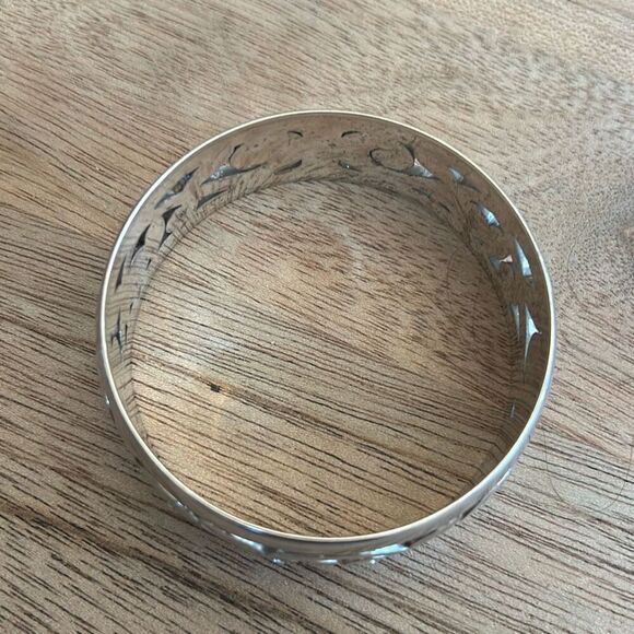 Brighton Silver filagree cut out Bangle bracelet with small rhinestones - Picture 6 of 8